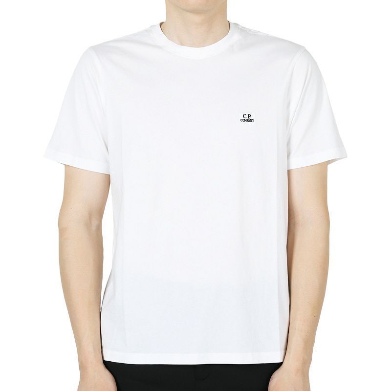 Tシャツ・カットソー C.P. COMPANY Men T Shirts 18CMTS031A005100W 103 White CP Company Men's Mini Logo Patch Short Sleeve T-Shirt (White