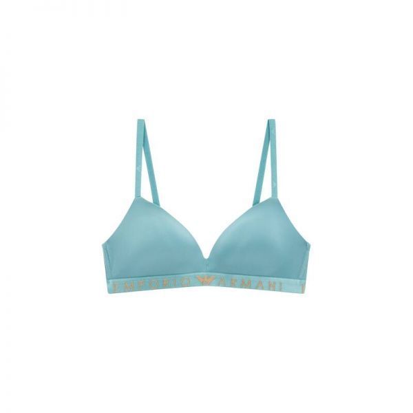 EMPORIO ARMANI UNDERWEAR 여성 로고 밴드 마이크로피버 트라이앵글 브라 - 그린 270222