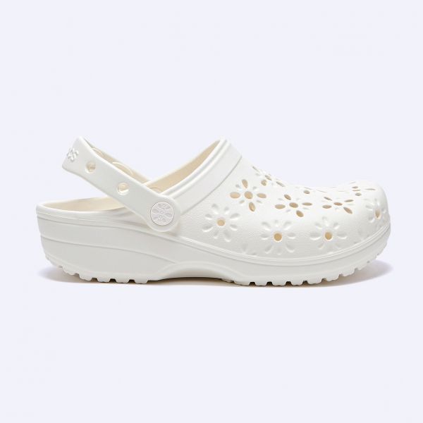 CROCS 클래식 플로럴 컷 아웃 클로그 크림 210927-0WV
