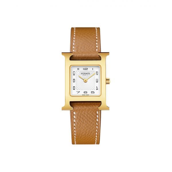 에르메스 H 아워 워치 스몰 골드 앱송 스트랩 & 옐로우 골드 스틸 Hermes Heure H Watch Small Gold Epsom Strap & Yellow Gold Steel