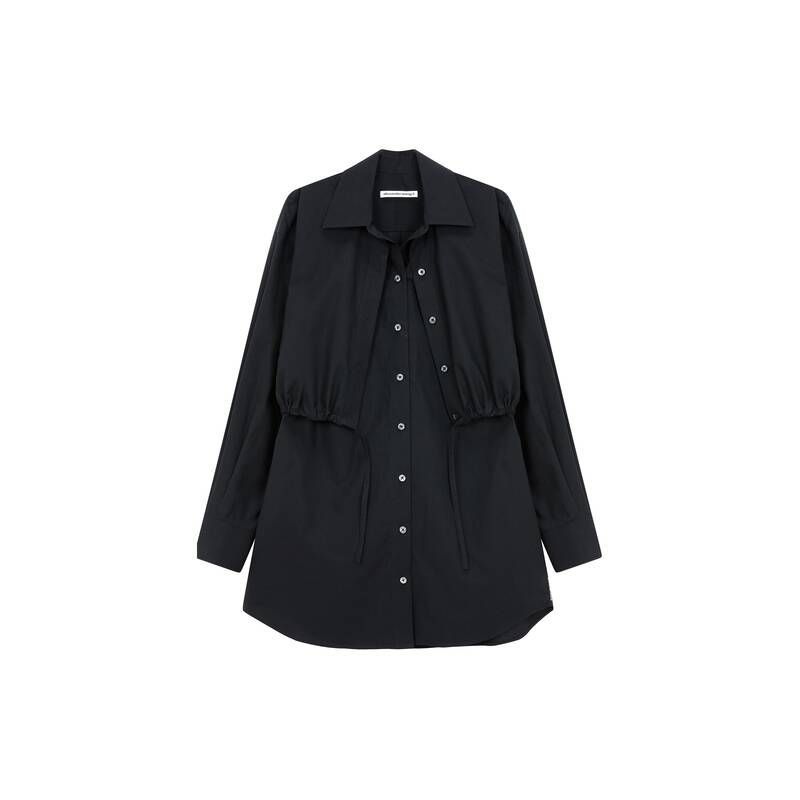 ALEXANDERWANG 코튼 레이어드 셔츠 원피스 - 블랙 271484