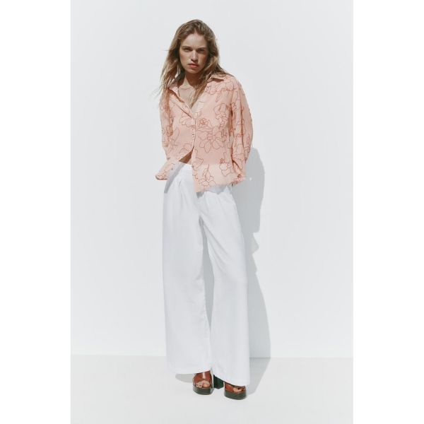 우먼 ZARA 자라 루즈 핏 플로랄 셔츠 10435886