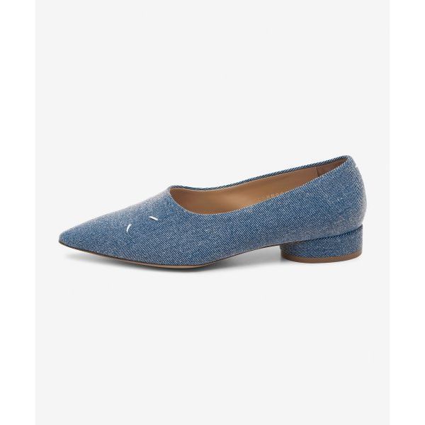 MAISON MARGIELA 메종마르지엘라 여성 포인트 토 4 스티치 키키 발레리나 플랫 슈즈 (2.5cm) - 데님 S58WR0037P1730T6179