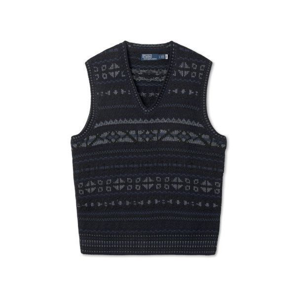 POLO RALPH LAUREN 페어 아일 코튼 블렌드 스웨터 베스트 - 블루