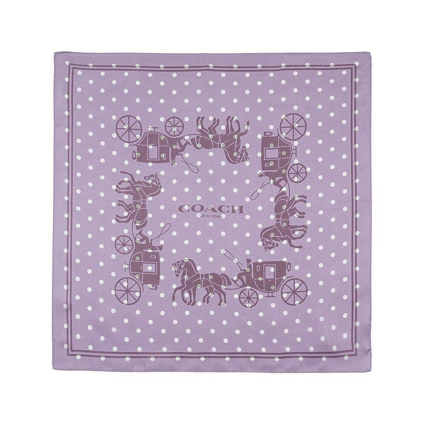 Coach Dot Print Silk Square Scarf LILAC/CHALK CO100630  display picture 3