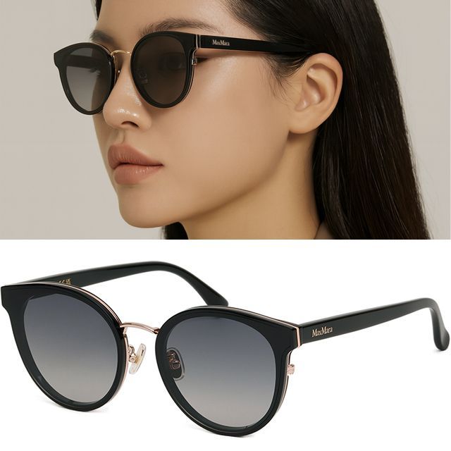 Max Mara Sunglasses MM0104K-01B-63 New with tags Max Mara Logo Engraved Metal Aviator Sunglasses | Neiman Marcus main image 3