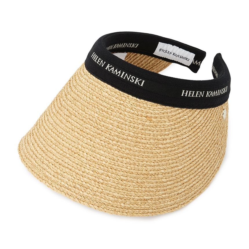 Helen Kaminski Bianca Raffia Straw Visor tan black monogram Handcrafted Buy Bianca - Natural Black Logo - Helen Kaminski main image 4