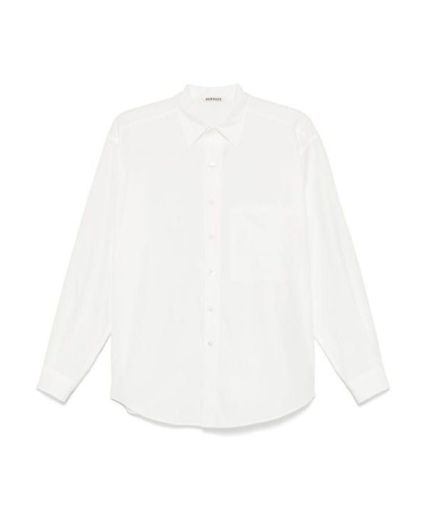 Auralee Washed FINX Twill Big Shirt White Pins A25SS02TN 152202014