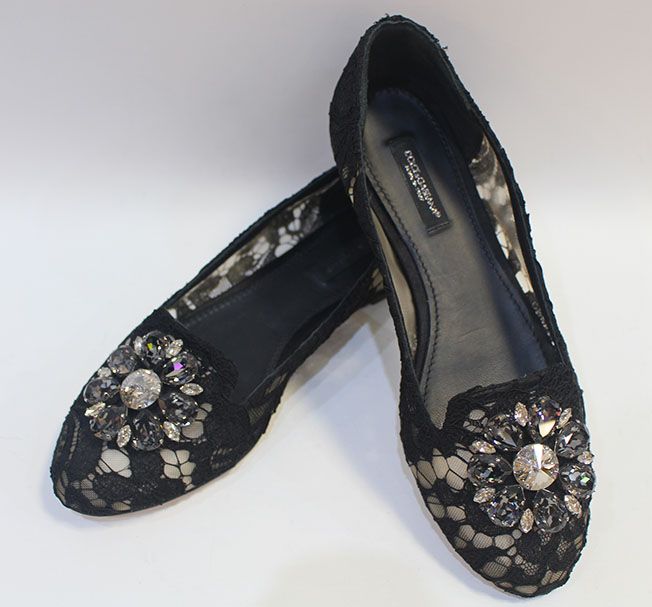 Dolce & Gabbana Black Beaded Flap Shoes 36.5 25380162 | eBay