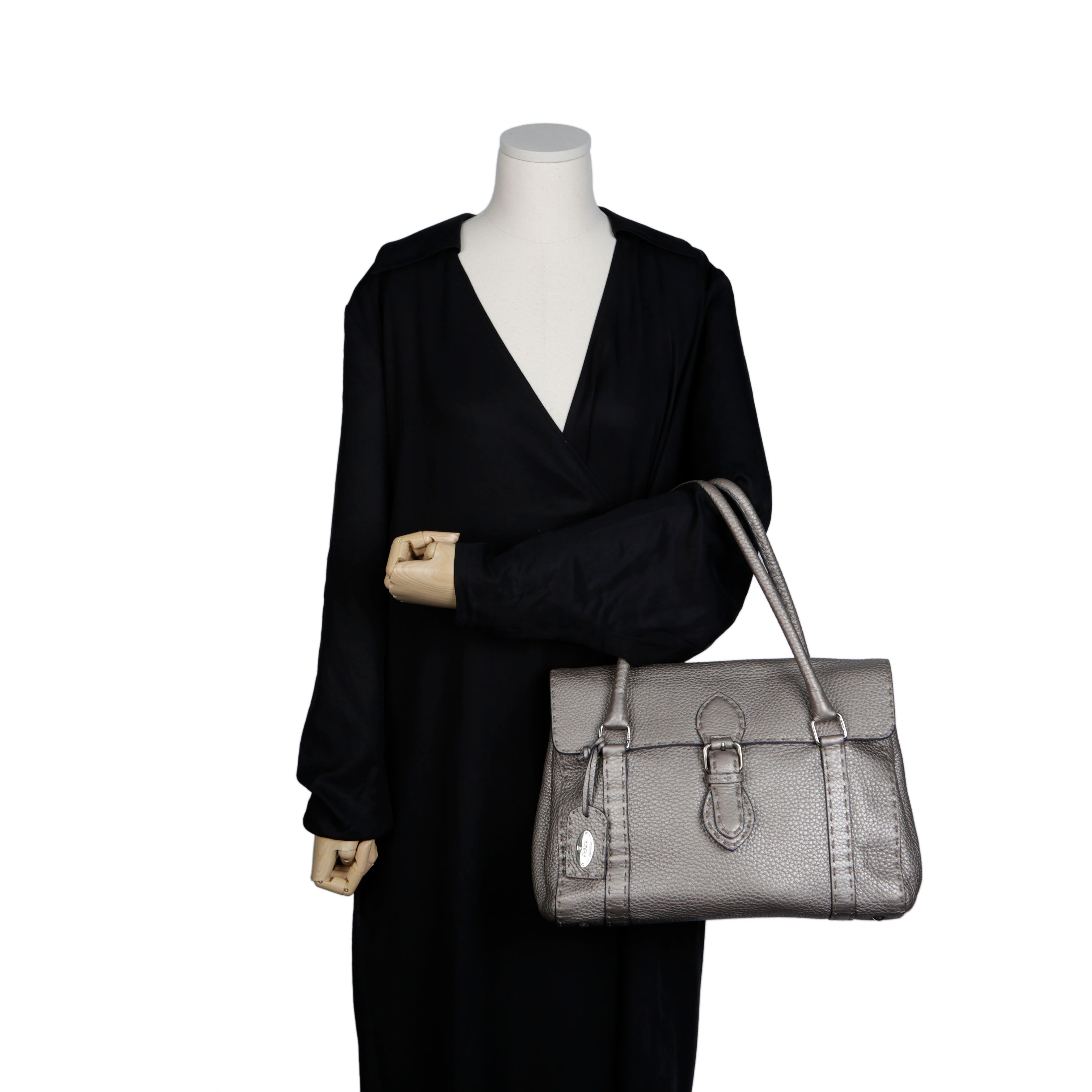 Fendi Metallic Leather Sellaira Linda Tote Bag 8BR656