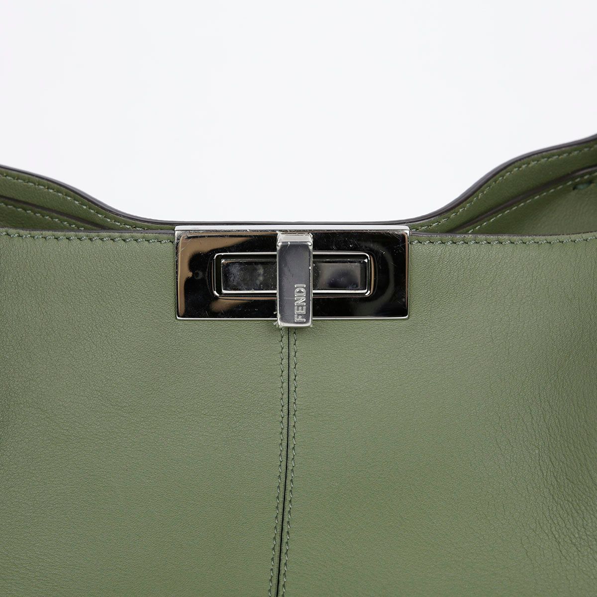 Fendi Khaki Leather Motif X Light Peekaboo Shoulder Bag