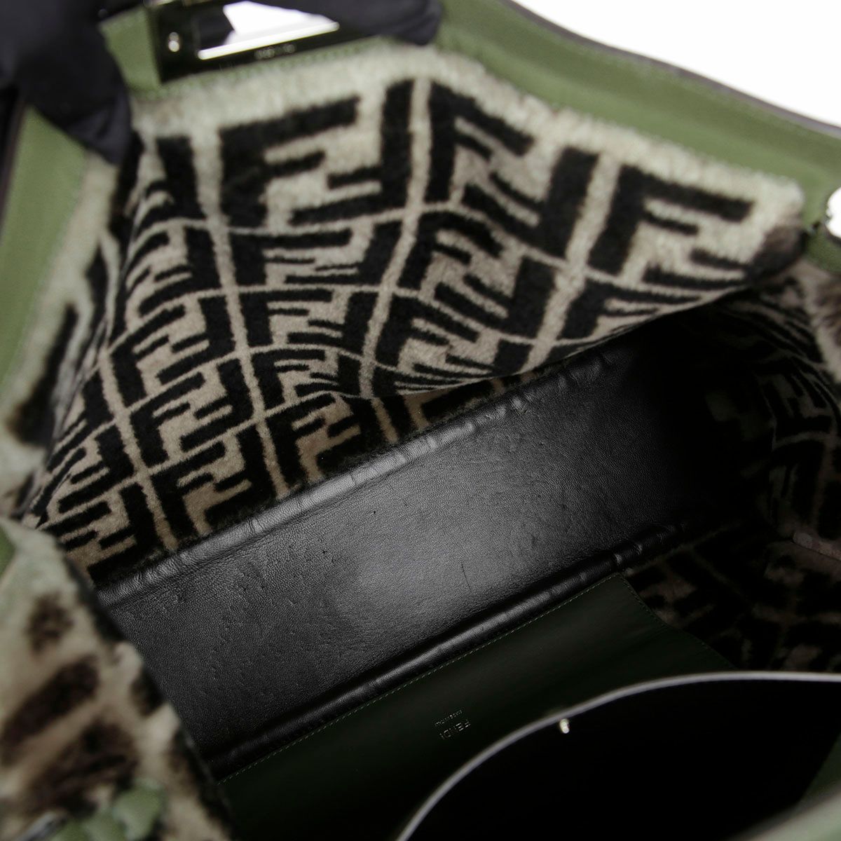 Fendi Khaki Leather Motif X Light Peekaboo Shoulder Bag