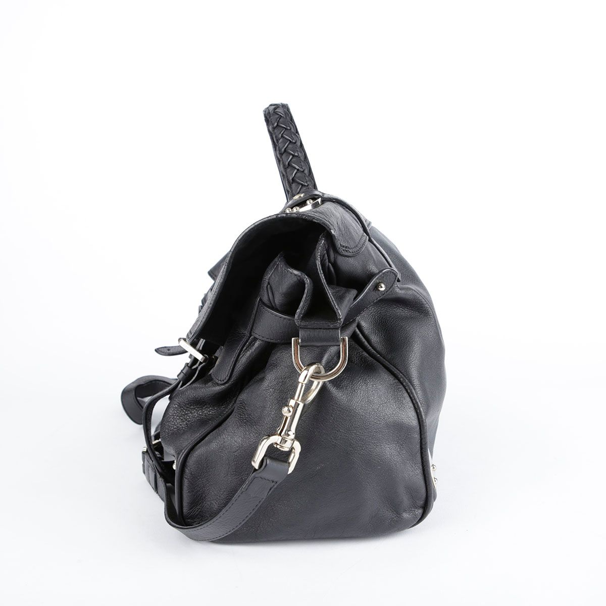 Mulberry Oversized Black Leather Travel Tote and Shoulder