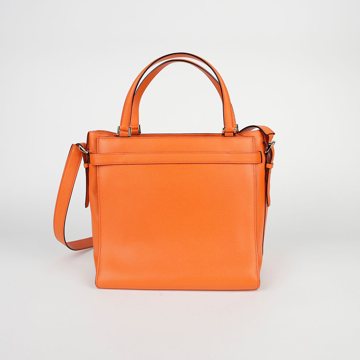 Valextra Orange Leather B-Cube Tote and Shoulder Bag 27.5-28 Valextra Orange Leather B-Cube Tote and Shoulder Bag 27.5-28