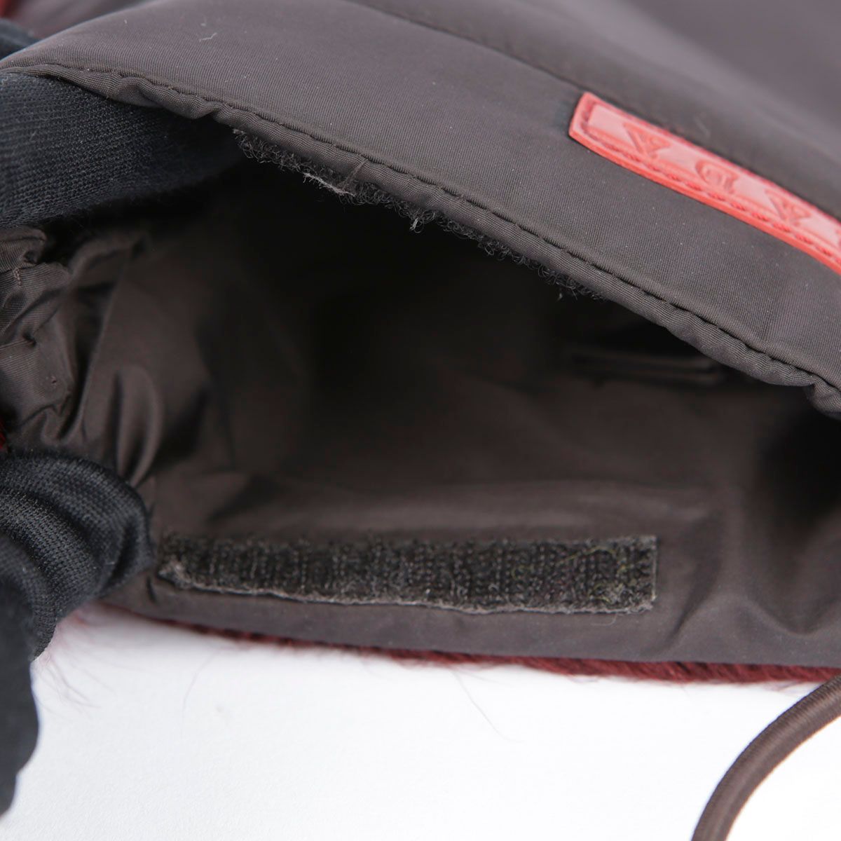 Prada Mini Black Nylon Red Fur Sports Logo Shoulder