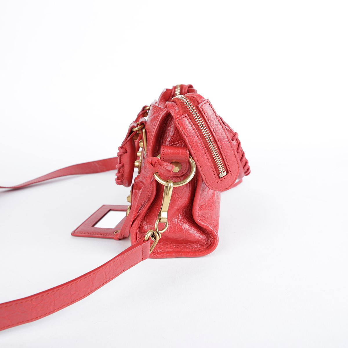Balenciaga Mini Red Leather Metallic Edge City Tote and