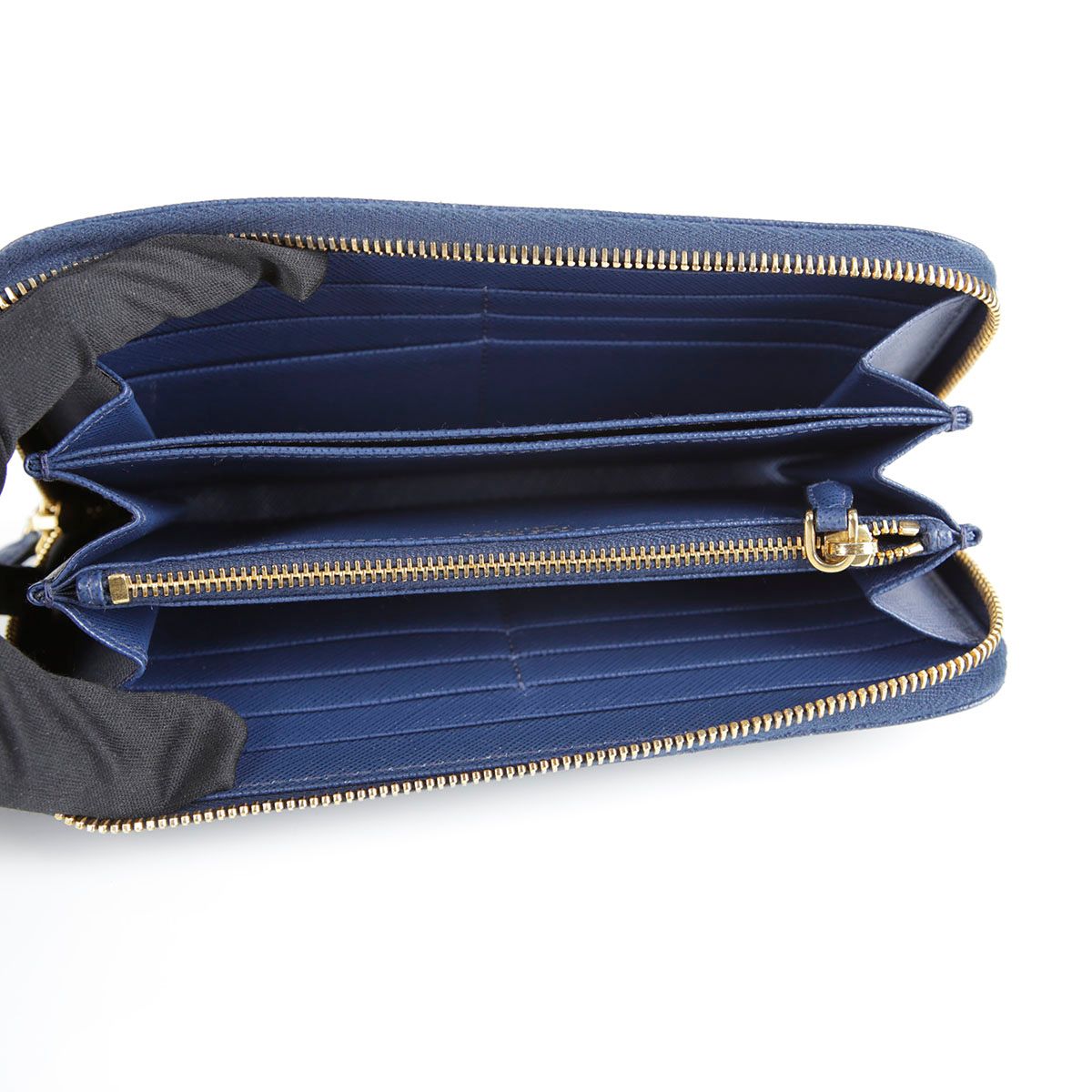 Prada Blue Saffiano Leather Wallet with Metal Logo 1ML506