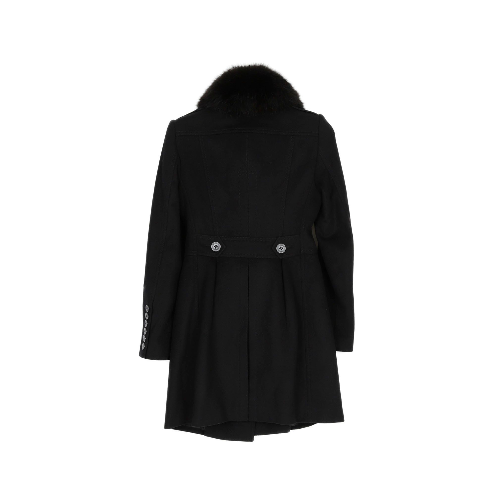 Burberry Black Wool Cashmere Blend Fox Fur Coat 3950720 | eBay