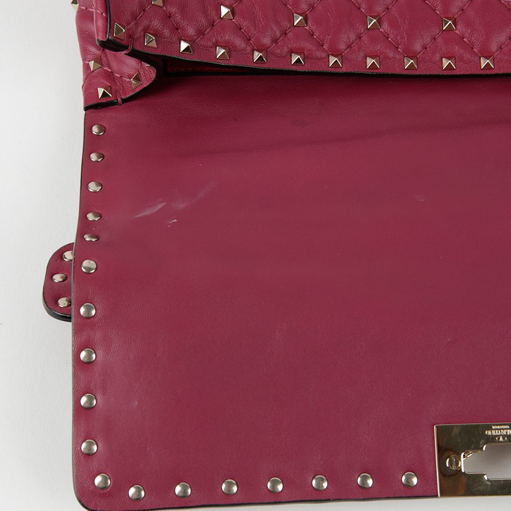 Valentino Burgundy Leather Rock Stud Tote Shoulder Bag