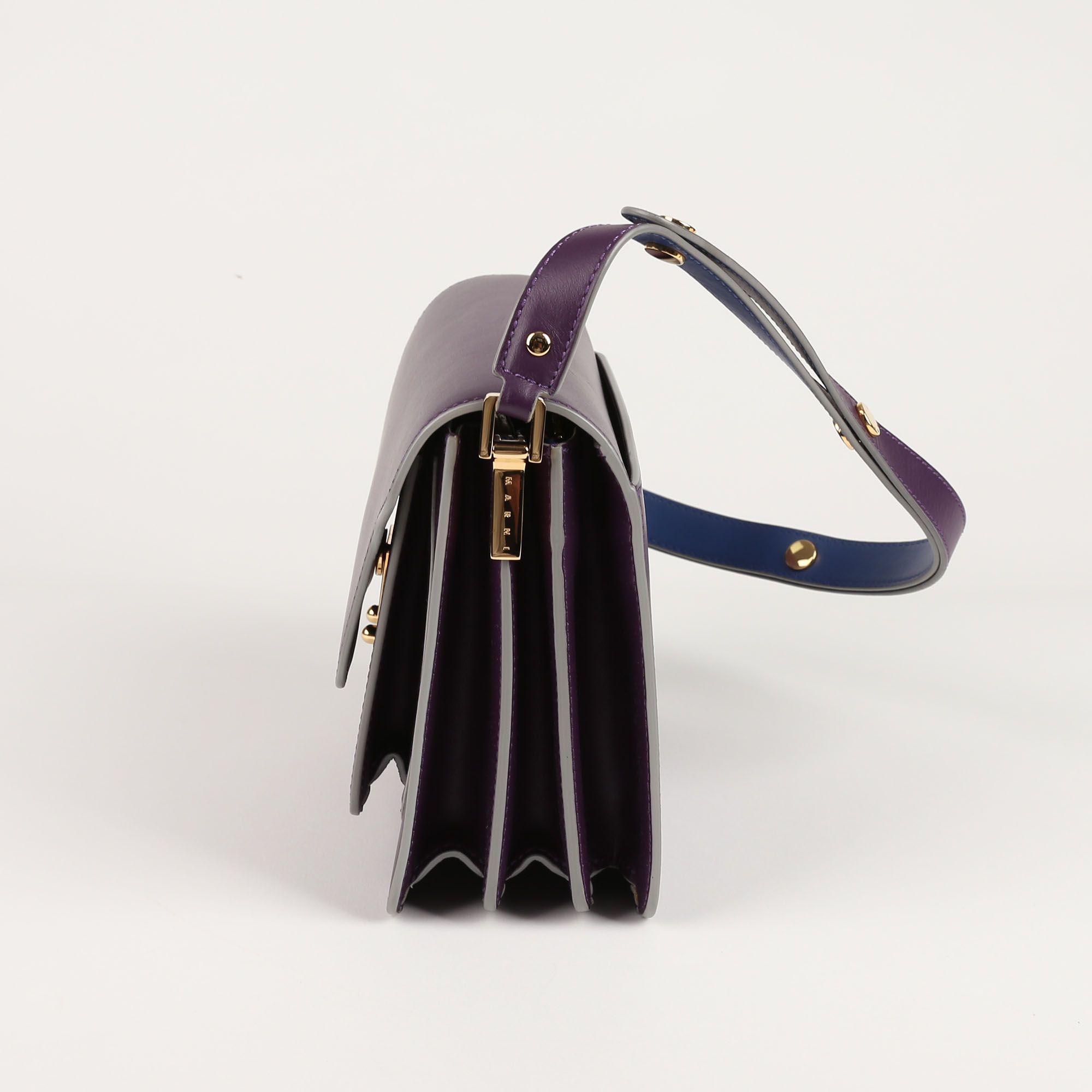 Marni Medium Purple Leather Trunk Shoulder and Crossbody Bag