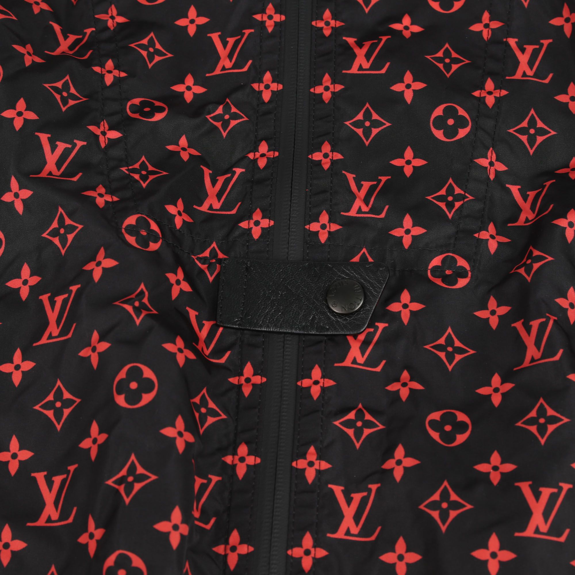 Louis Vuitton Monogram Nylon Shorts Hoodie Jacket Red 34