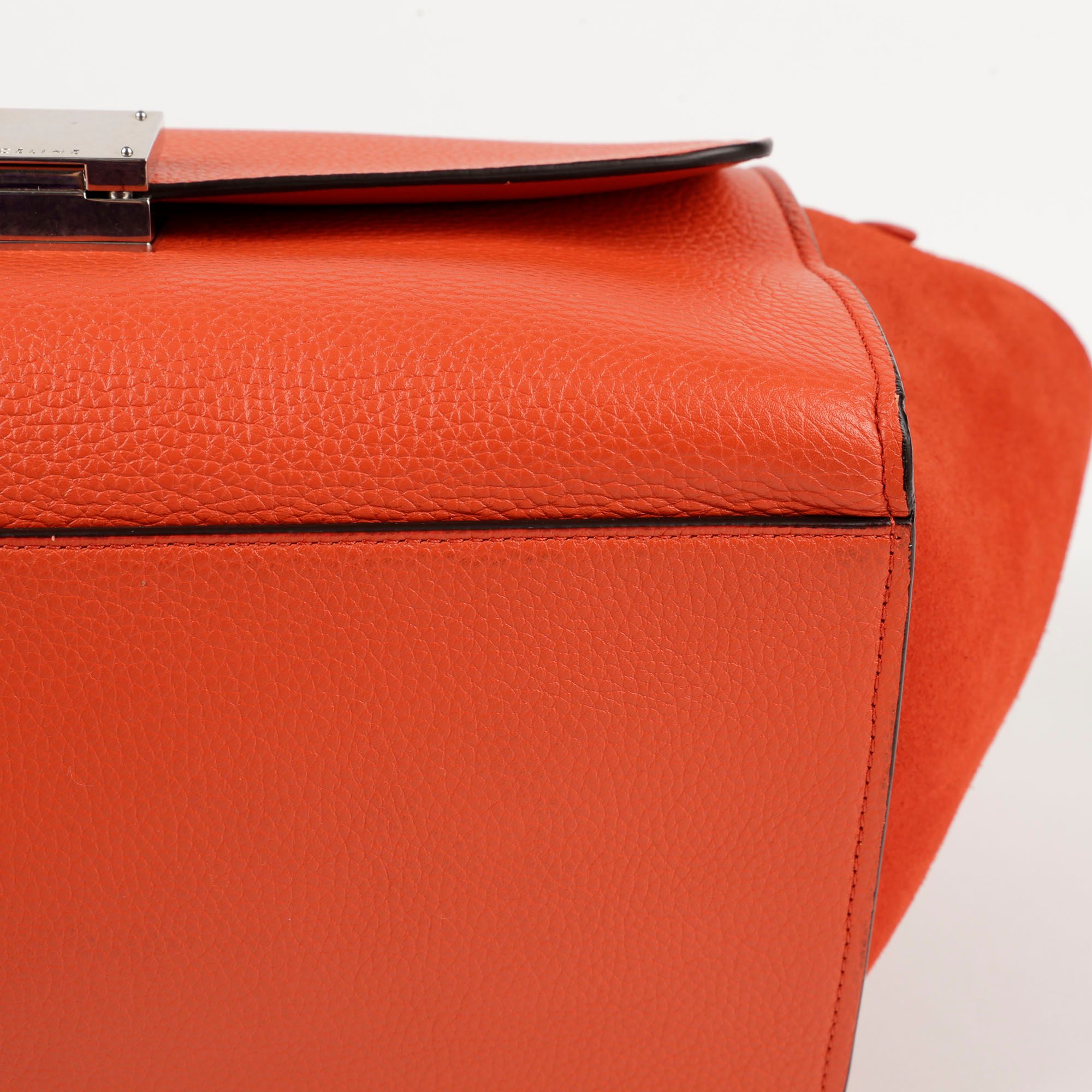 Celine Small Orange Leather Trapeze Tote Shoulder Bag 174683