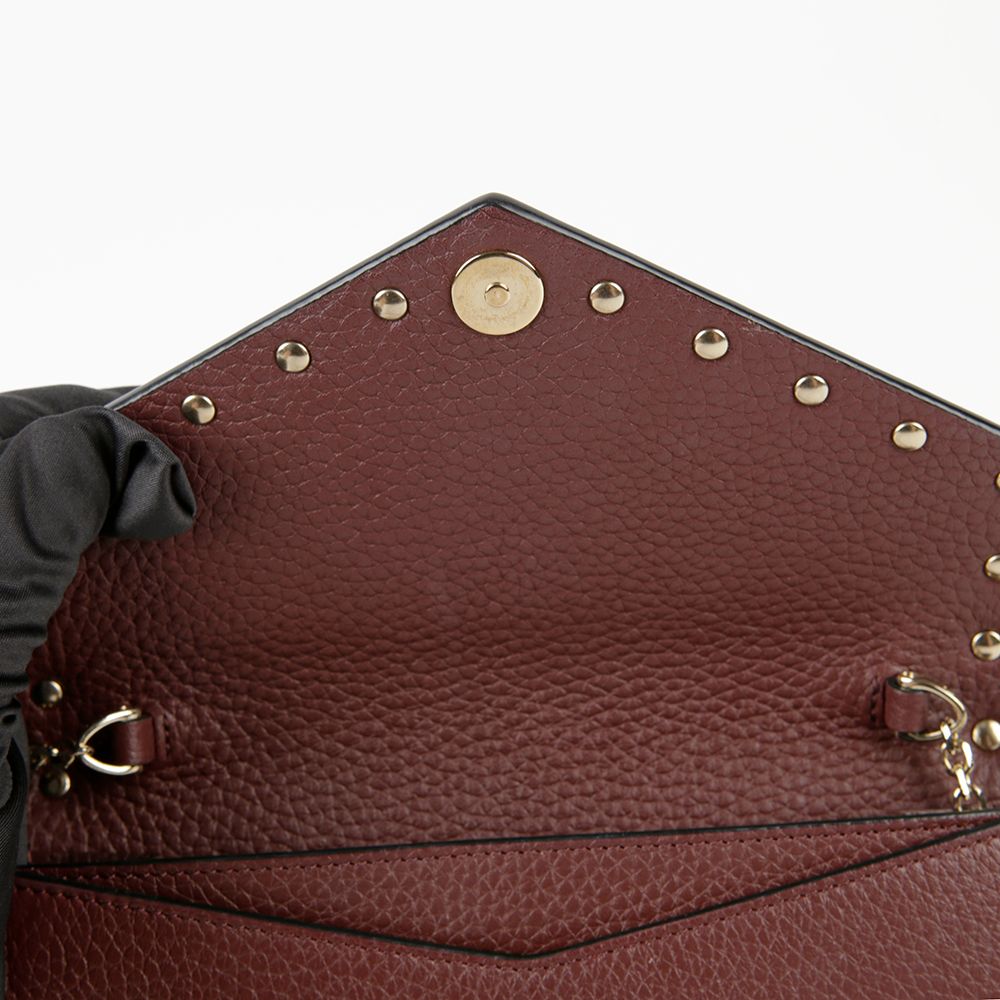 Valentino Burgundy Leather Rockstud Flap Chain Shoulder Valentino Burgundy Leather Rockstud Flap Chain Shoulder