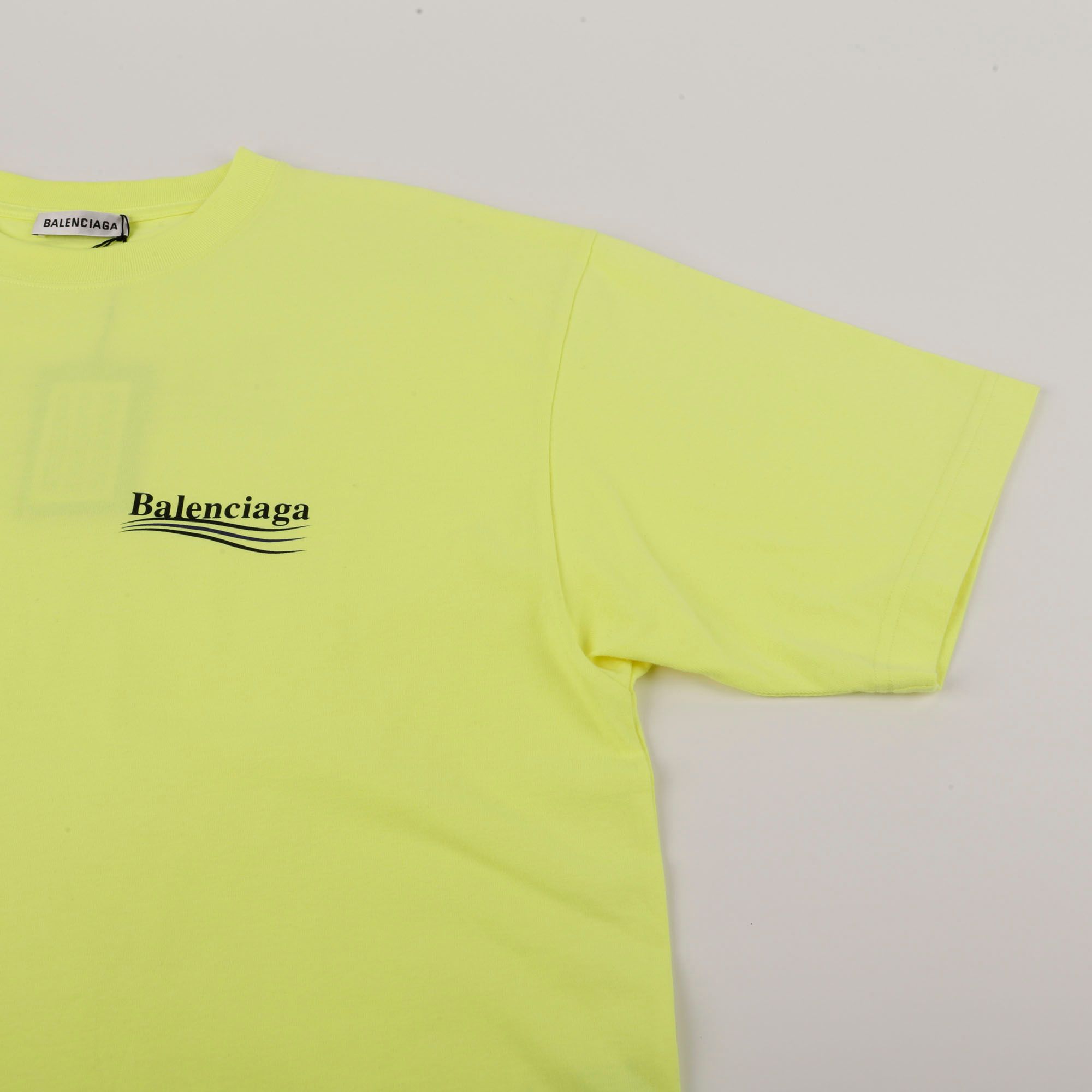Balenciaga Neon Color Cotton Wave Logo T-Shirt 641655