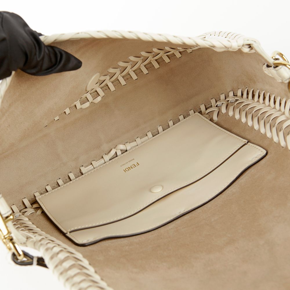 Fendi Ivory Leather Baguette Shoulder & Crossbody Bag 8BR600