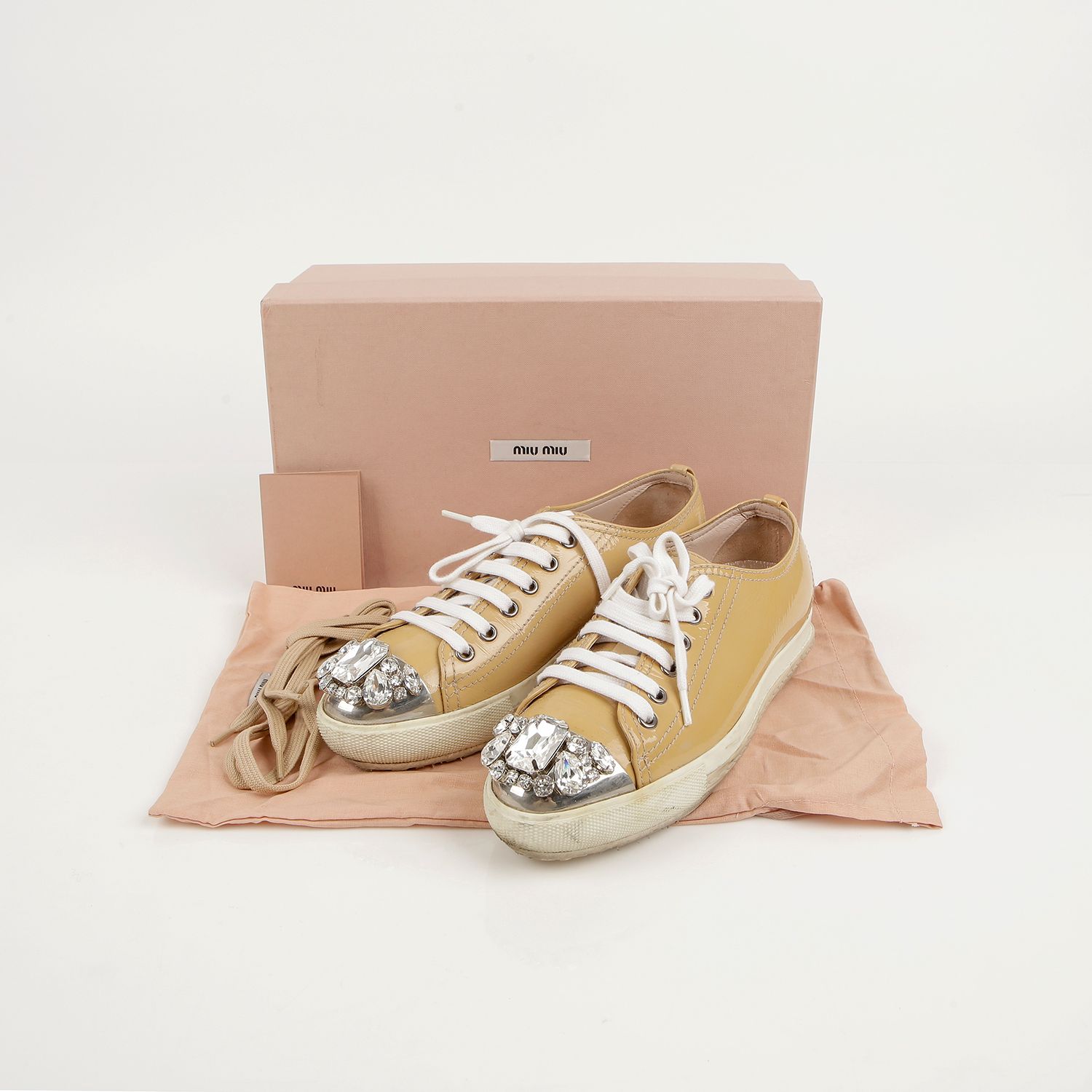 Miu Miu Beige Patent Leather Crystal Sneakers 5E8557 35.5 | eBay Miu Miu Beige Patent Leather Crystal Sneakers 5E8557 35.5 | eBay