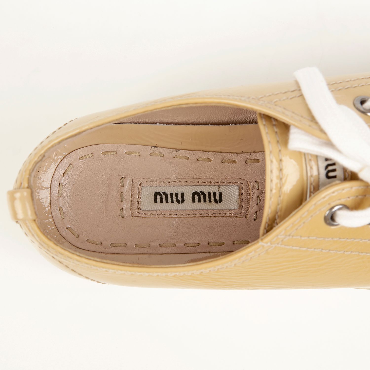 Miu Miu Beige Patent Leather Crystal Sneakers 5E8557 35.5 | eBay