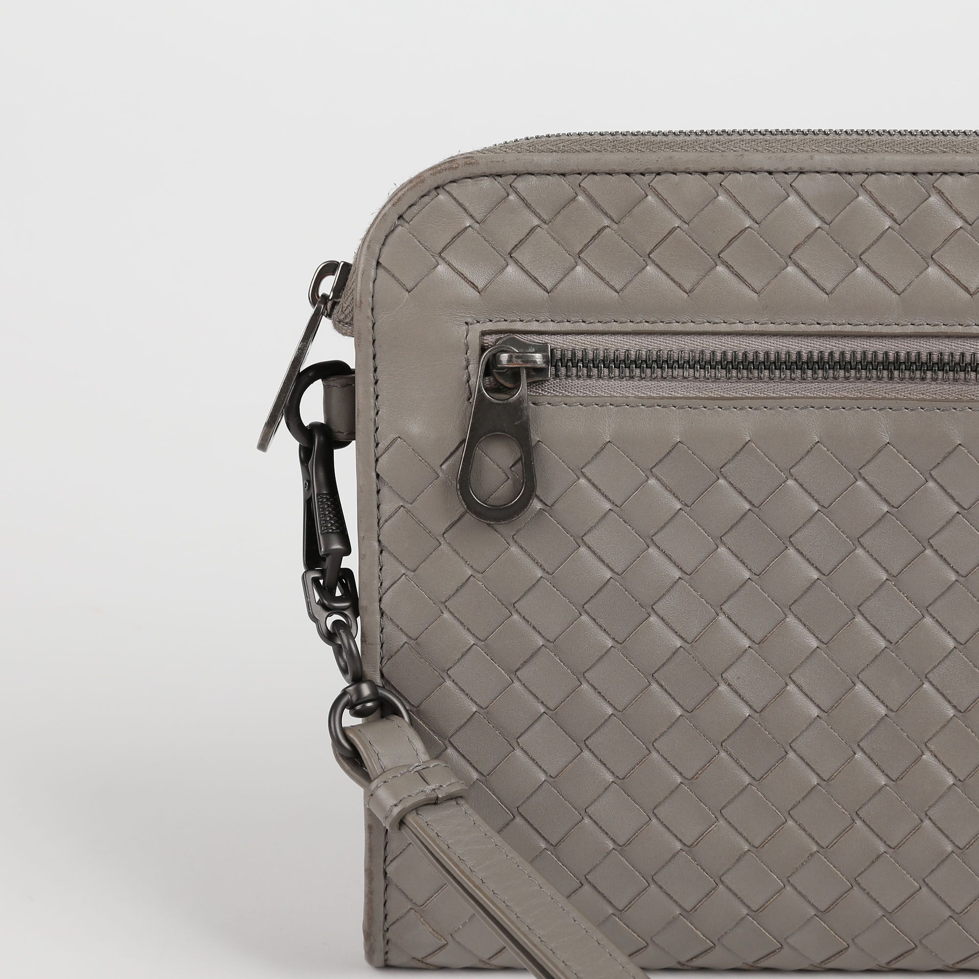 Bottega Veneta Gray Intrecciato Leather Document Case Clutch