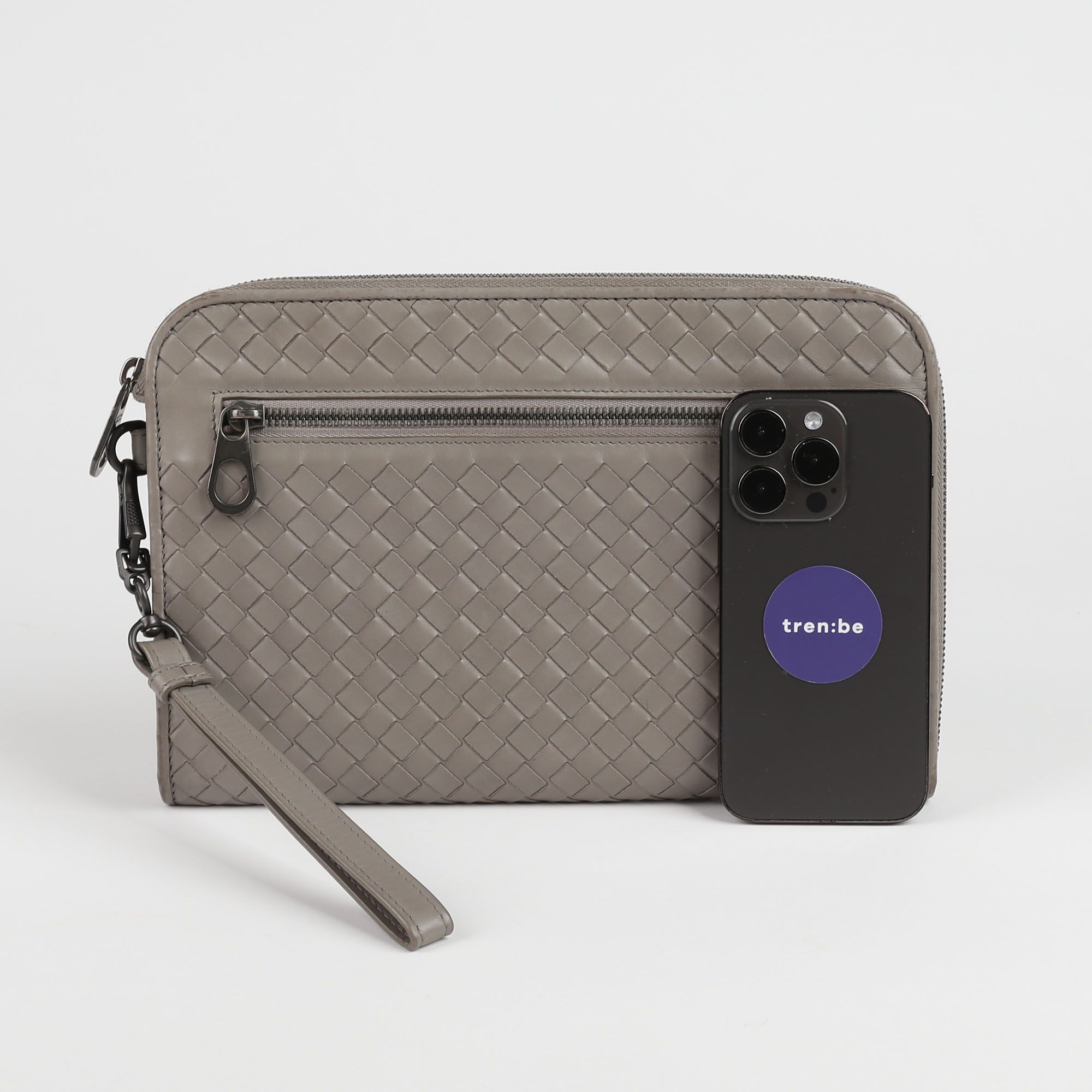 Bottega Veneta Gray Embossed Leather Document Case Clutch Bottega Veneta Gray Embossed Leather Document Case Clutch