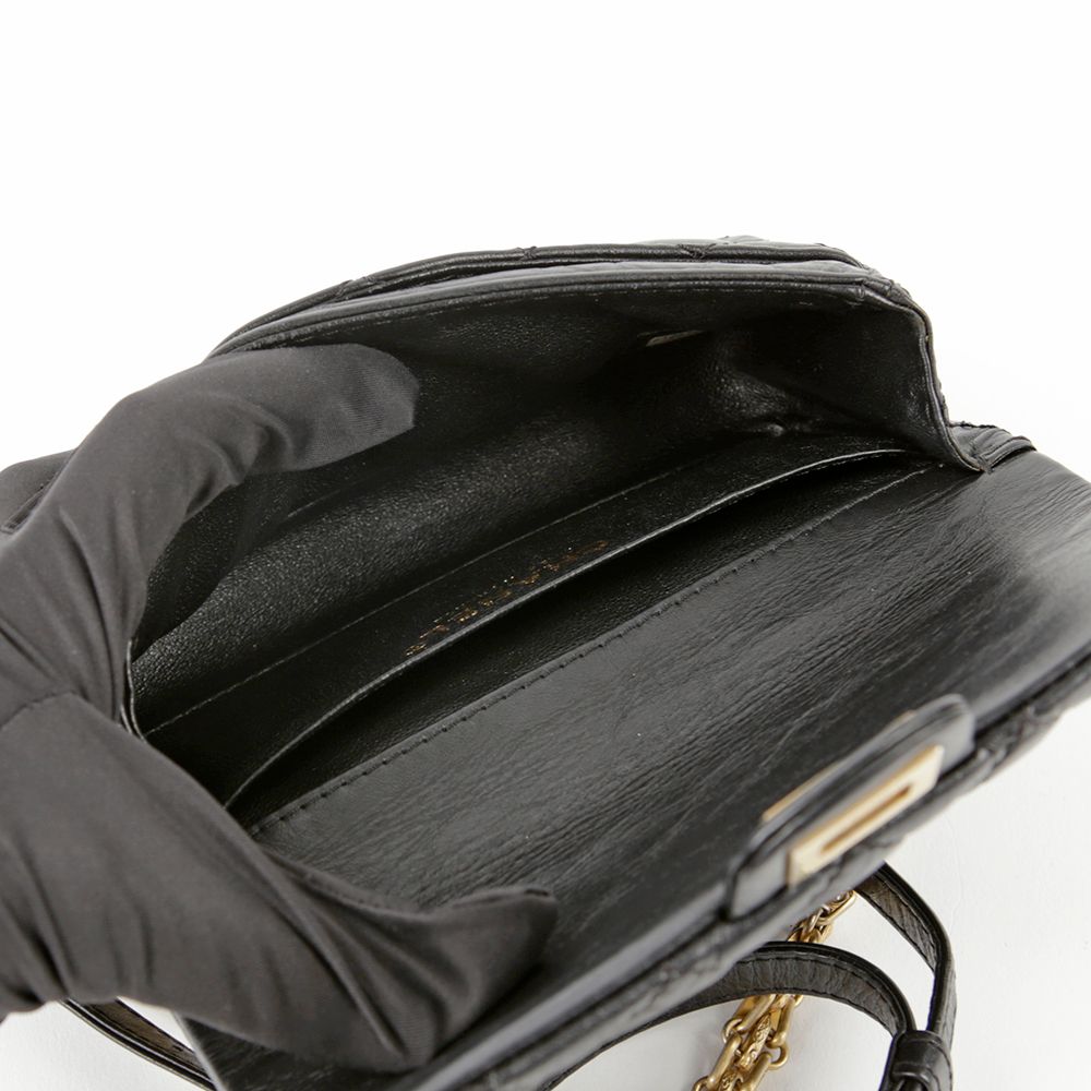 CHANEL Black Vintage Calf 2.55 Chain Belt Bag A57791 | eBay