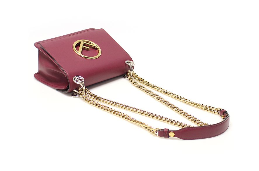 Fendi Black Cherry Calf Kan I F Small Shoulder Bag 8BT286