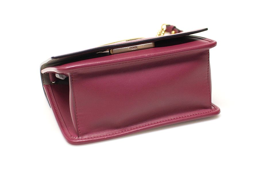 FENDI 8BS081AUPXF1SNB 関税送料込 Fendi Black Cherry Calf Kan I F Small Shoulder Bag 8BT286