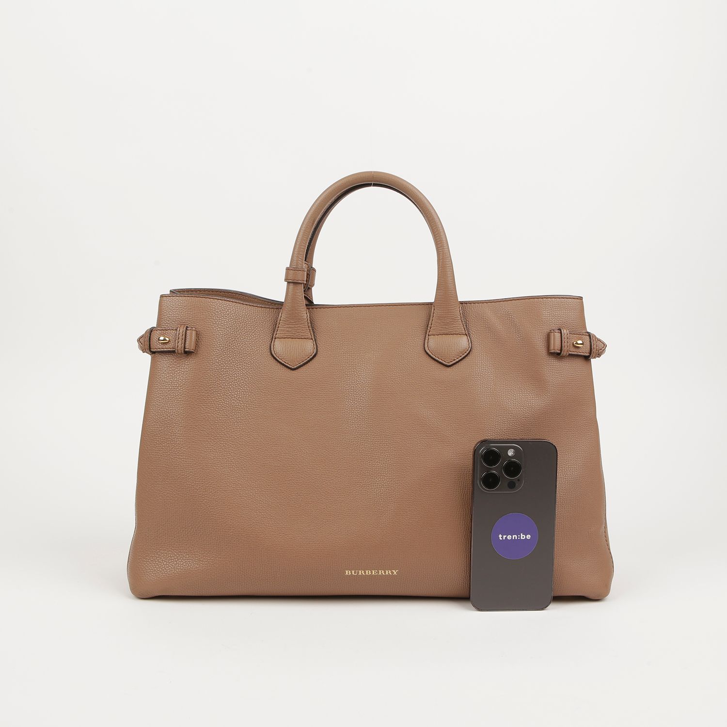 Burberry Brown Leather Side Banner Check Tote Bag 3962737 | eBay
