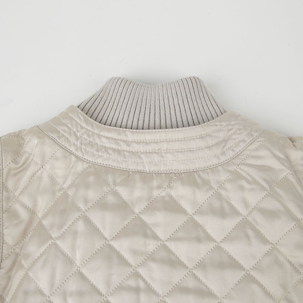 CHANEL Light Gray Quilted Zip-Up Jacket P26543 | eBay