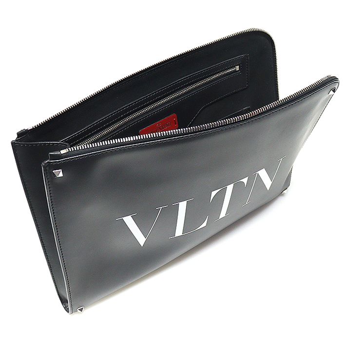 Valentino Black Calf VLTN Rockstud Document Case Strap Valentino Black Calf VLTN Rockstud Document Case Strap