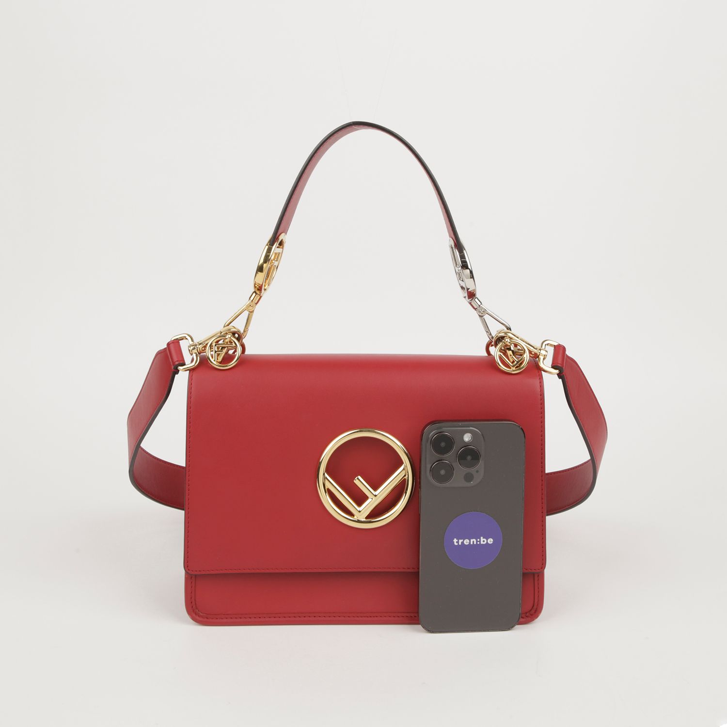 Fendi Red Leather Cane A F Tote Shoulder Bag 8BT284 | eBay