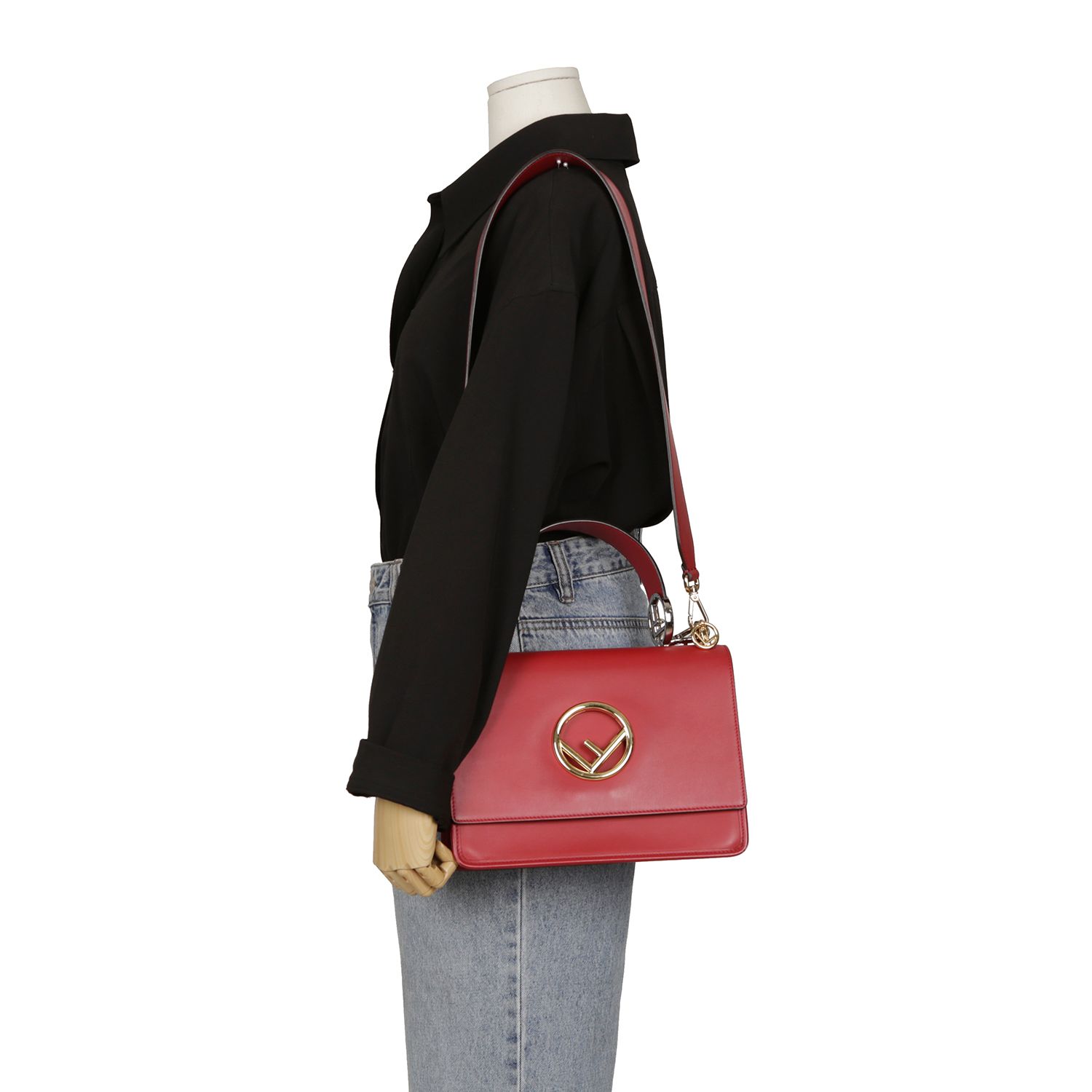Fendi Red Leather Cane A F Tote Shoulder Bag 8BT284 | eBay