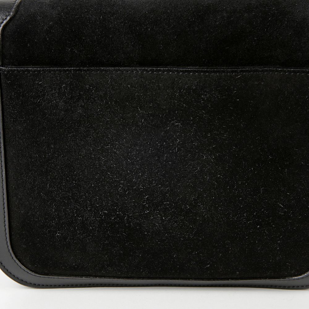 Saint Laurent Black Suede Leather Trim Solferino Shoulder