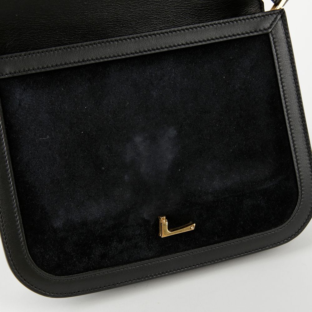 Saint Laurent Black Suede Leather Trim Solferino Shoulder