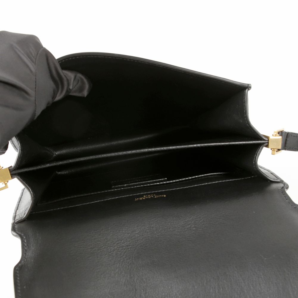 Saint Laurent Black Suede Leather Trim Solferino Shoulder