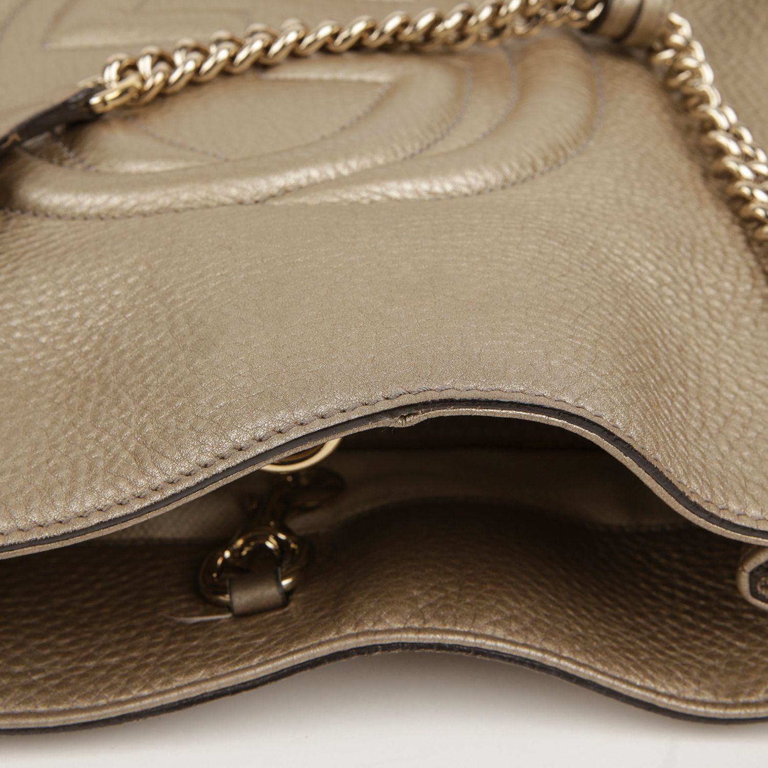 Gucci Metallic Gold Leather Soho Tassel Chain Shoulder Bag