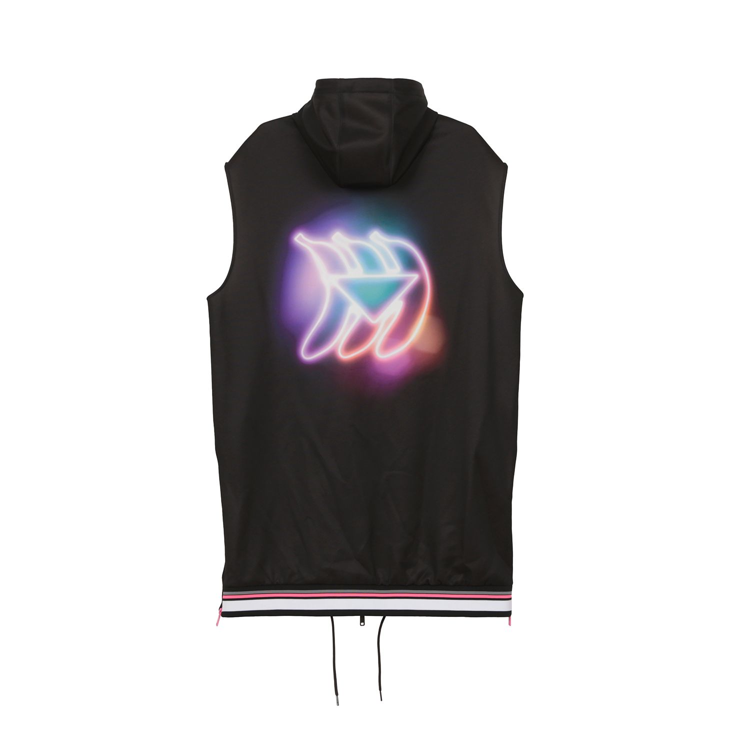 Prada Black Polyester Blend Printed Hooded Vest Jacket Prada Black Polyester Blend Printed Hooded Vest Jacket
