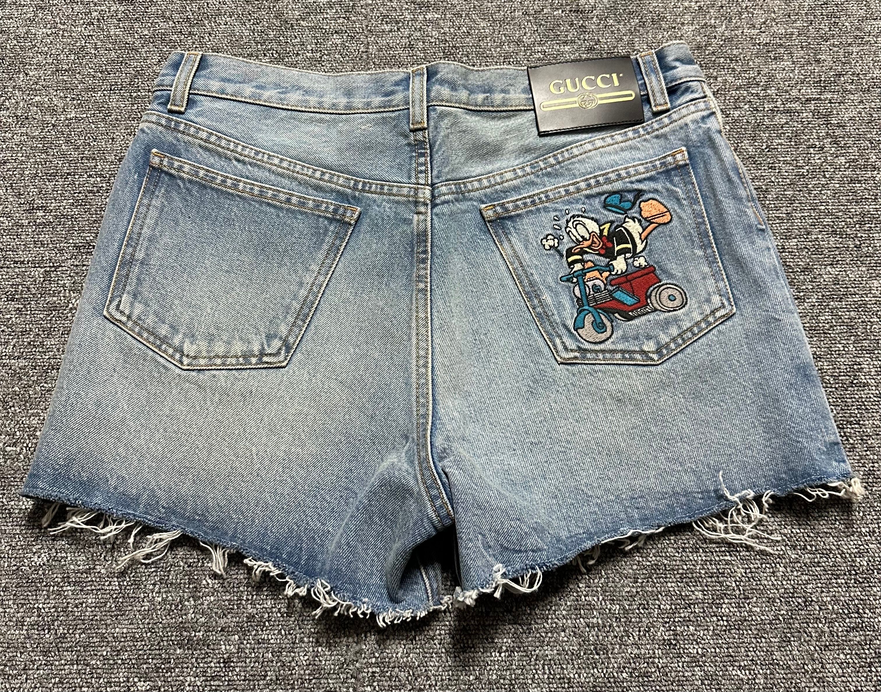 女性が喜ぶ♪ Duck Donald Collaboration Disney Gucci Denim 32 Shorts パンツ