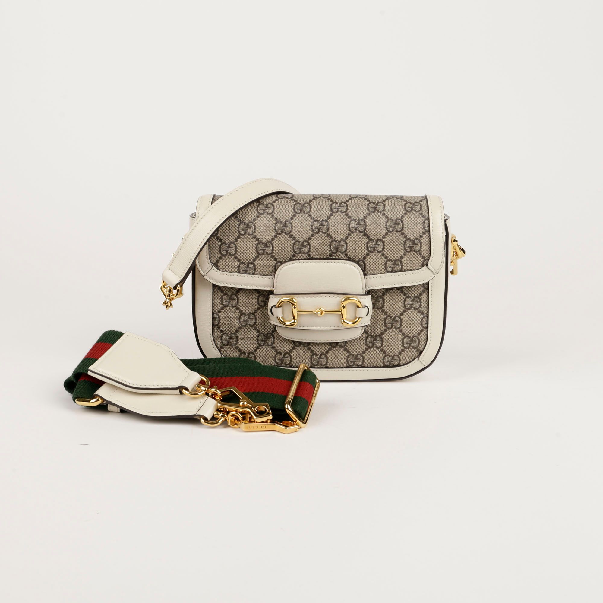 【GUCCI 】Horsebit Nappa Slim Shoulder Bag GREAT WHITE Gucci Horsebit 1955 Leather Shoulder Bag - Great White