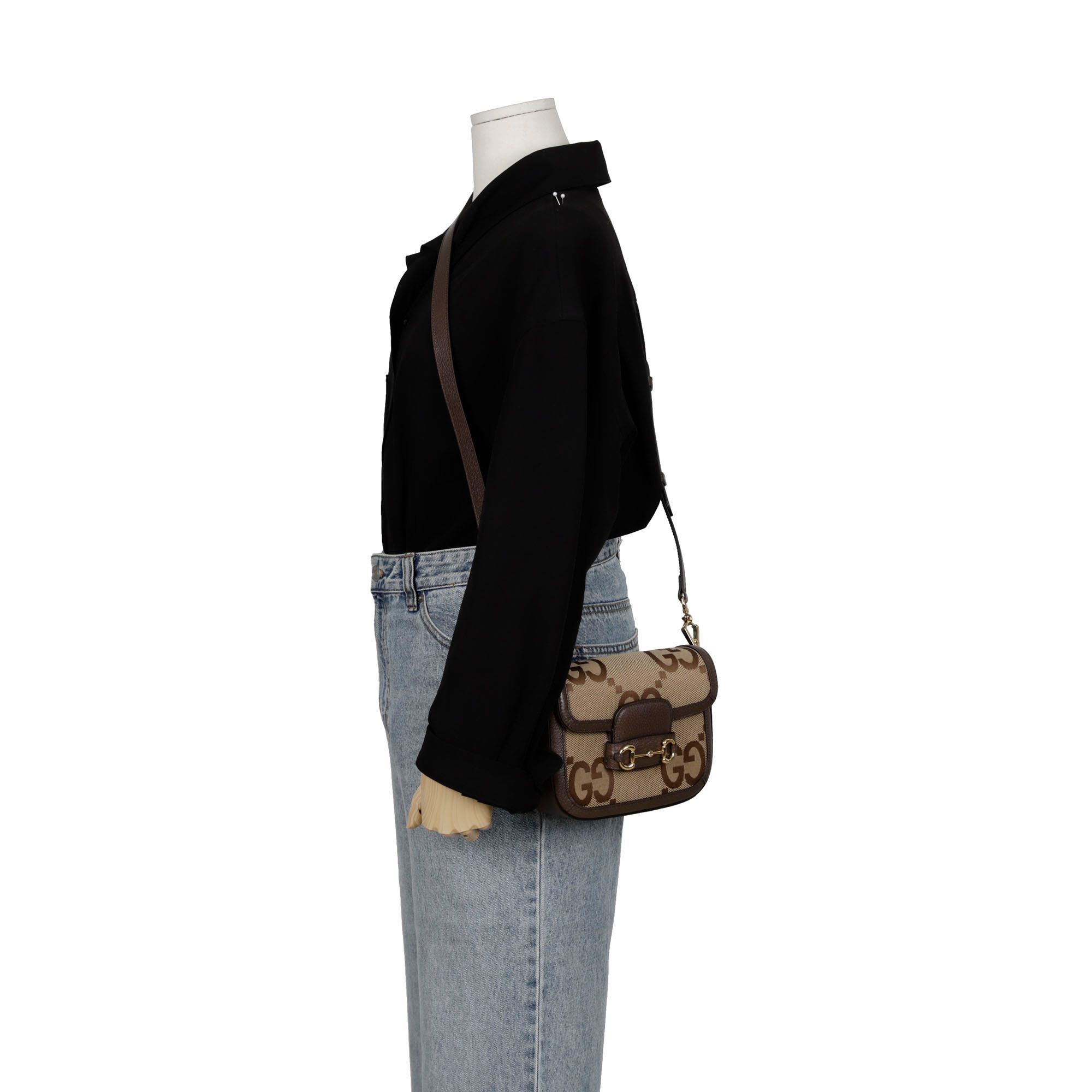 Gucci Jumbo GG Horsebit 1955 Mini Shoulder & Crossbody Bag Gucci Jumbo GG Horsebit 1955 Mini Shoulder & Crossbody Bag
