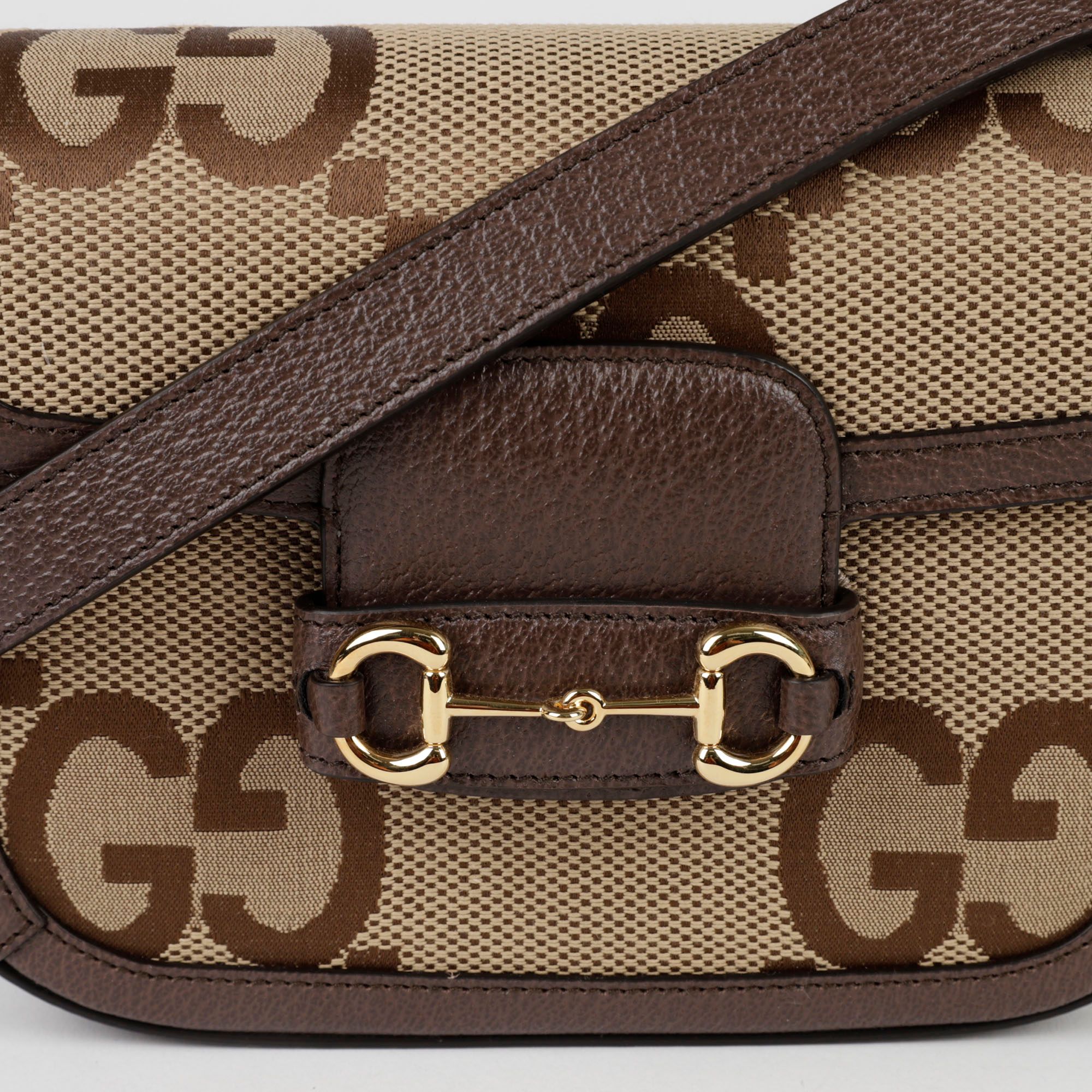 Gucci Horsebit 1955 mini shoulder bag in beige and ebony GG